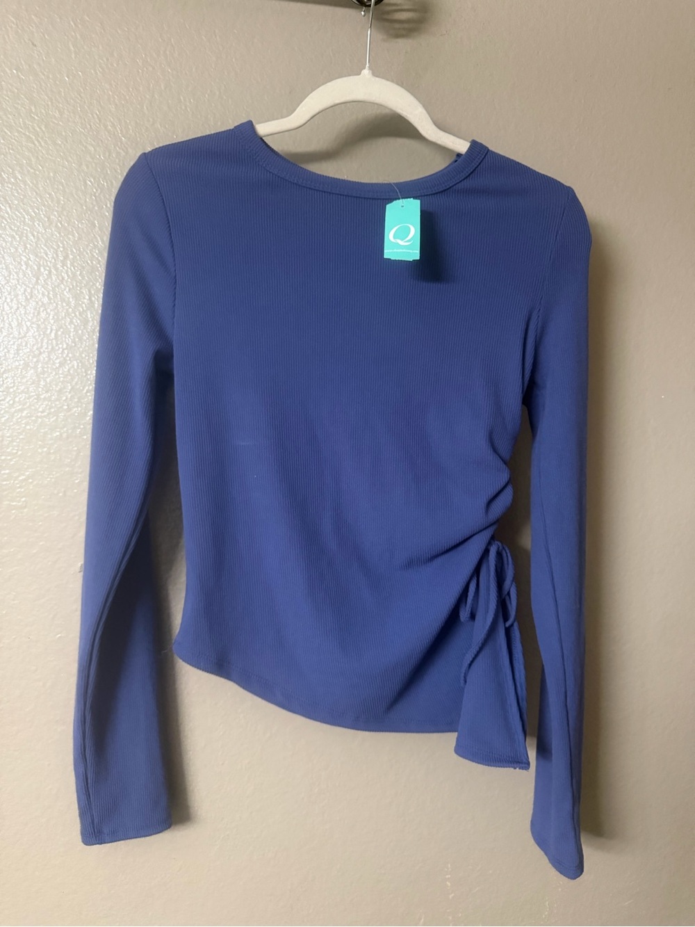 Side-Tie Long Sleeve Tee in Royal Blue